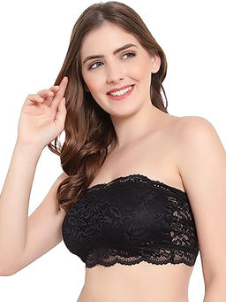 BRACHY - Black Floral Non-Wired Removable Pads Full Coverage T-Shirt Bra