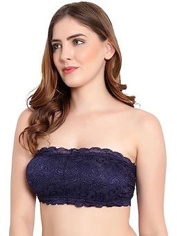 BRACHY - Navy Blue Floral Non-Wired Removable Pads Full Coverage T-Shirt Bra
