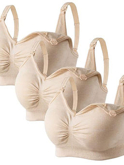 BRACHY - Nude Solid Wireless Removable Pads Full Coverage Maternity Bra (Pack of 3)