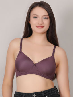 Mod & Shy - Purple Solid Non-Wired Lightly Padded Medium Coverage T-Shirt Bra