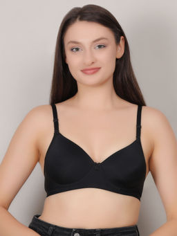 Mod & Shy - Black Solid Non-Wired Lightly Padded Medium Coverage T-Shirt Bra