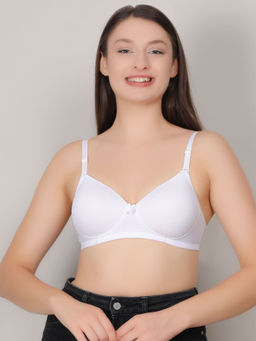 Mod & Shy - White Solid Non-Wired Lightly Padded Medium Coverage T-Shirt Bra