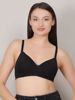 Mod & Shy - Black Solid Non-Wired Lightly Padded Medium Coverage T-Shirt Bra
