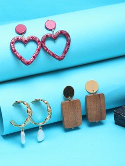 Lilly & Sparkle - Multicoloured Circular Drop Earrings (Pack of 3)