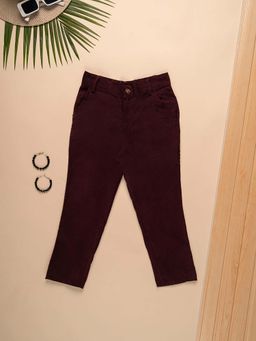 Purple United Kids - Girls Burgundy Solid Trouser