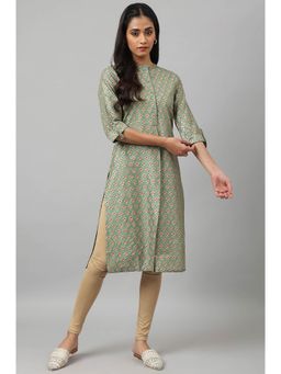 W - Green Printed Kurta