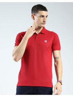 Rock.it - Mens Red Solid Collar Neck Polo T-Shirt