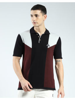 Rock.it - Mens Maroon Colorblock Collar Neck Polo T-Shirt