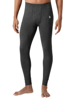 U.S. POLO ASSN. - Men Dark Grey I756 Mid Rise Snug Fit Heathered Thermal Pants
