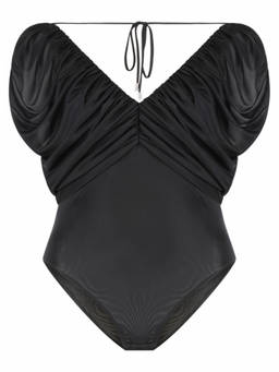 Pinko - Black V-Neck Draped Top (XS)