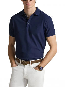 POLO RALPH LAUREN - Navy Blue Shirt Collar Polo T-Shirt (L)