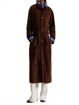 POLO RALPH LAUREN - Brown Solid Shirt Collar Trench Coat