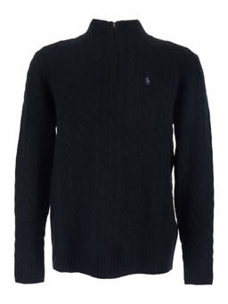 POLO RALPH LAUREN - Black Knitted Logo Sweater
