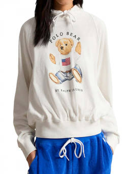 POLO RALPH LAUREN - White Graphic Hood Sweatshirt (L)