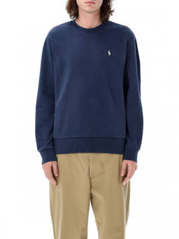 POLO RALPH LAUREN - Navy Blue Crewneck Logo Sweatshirt