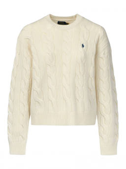 POLO RALPH LAUREN - White Knitted Crew Neck Sweater