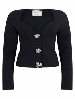 Blumarine - Black Wide Neckline Knitted Cropped Top (S)
