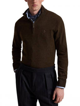 POLO RALPH LAUREN - Brown Half Zip Sweater
