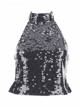 Rotate Birger Christensen - Grey Sleeveless Sequin Top (L)