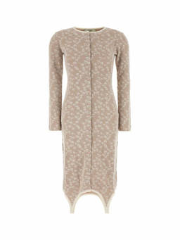 Fendi - Beige Round Neck Floral Print Midi Dress (S)