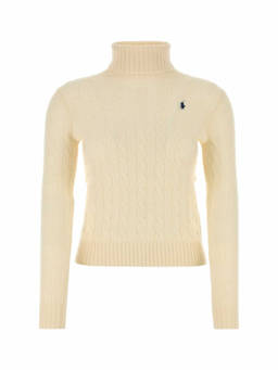 POLO RALPH LAUREN - Off White High neck Logo Sweater