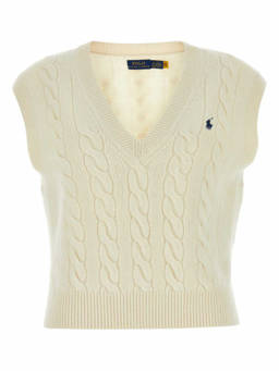 POLO RALPH LAUREN - Ecru White Logo Vest