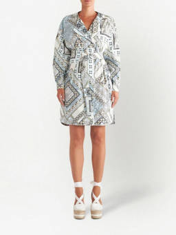 Etro - Sky Blue Multicolour Mix-Print Belted Dress (S)