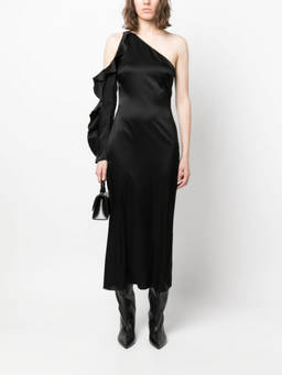 David Koma - Black Ruffle Detail Midi Dress (S)
