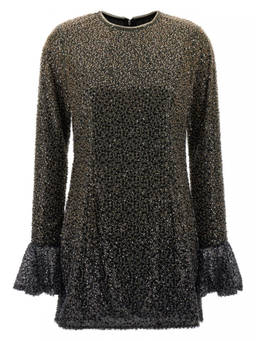 Rotate Birger Christensen - Brown Crew Neck Sequins Mini Dress