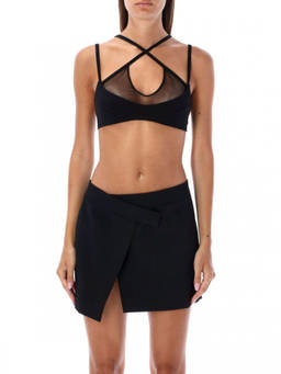 THE ATTICO - Black Criss-Cross Bralette Top (XS)