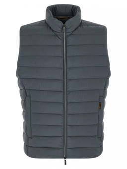 Moorer - Blue Quilted Mock Collar Vest