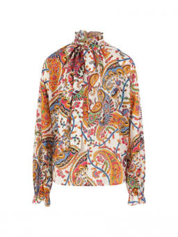Etro - Multicolour Ruffled Collar Tie Neck Top