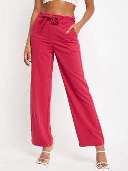 CAMLA - Barcelona Tie Waist Straight Fit Raspberry Trouser