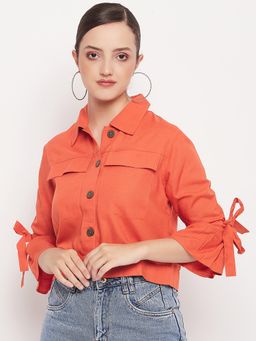 Madame - Women Solid Orange Shirt