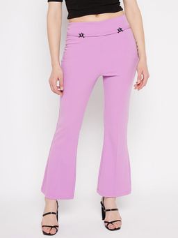Madame - Flared Fit Metal Accented Solid Trouser