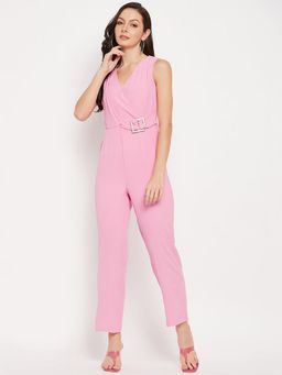 Madame - Pink Jumpsuit with Attached Belt