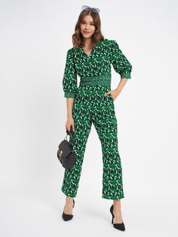 Madame - Geometric Print Green Jumpsuit