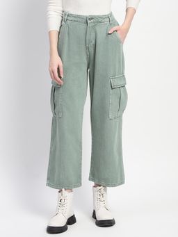 Madame - Wide Legged Function Green Cargo Pant