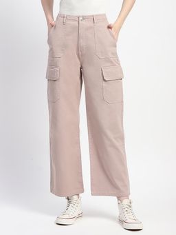 Madame - Relax Fit Straight Purple Cargo Pant