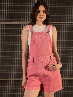 StyleStone - Women Pink Denim Shorts Dungaree ( T shirt not included)