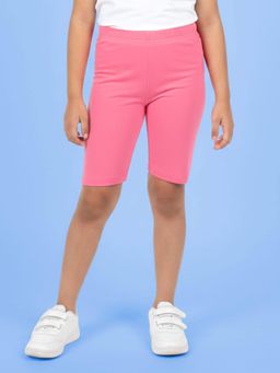 KiddoPanti - Pink Solid Cycling Shorts