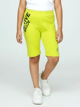 KiddoPanti - Green Printed Cycling Shorts