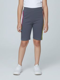 KiddoPanti - Grey Printed Cycling Shorts