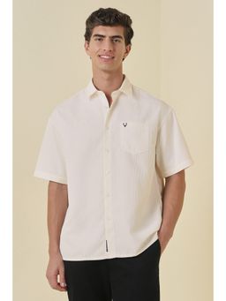 Allen Solly - Men White Polyester Half Sleeves Relaxed Fit Shirt