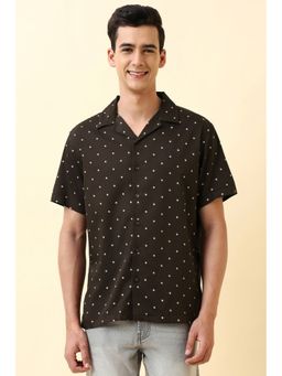Allen Solly - Men Brown Cotton Blend Half Sleeves Relaxed Fit Shirt