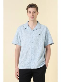 Allen Solly - Men Blue Cotton Half Sleeves Relaxed Fit Shirt