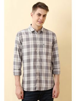 Allen Solly - Men Grey Cotton Full Sleeves Regular Fit Shirt