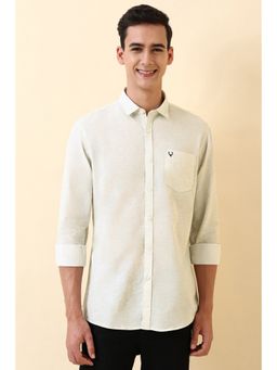 Allen Solly - Men Beige Cotton Full Sleeves Regular Fit Shirt