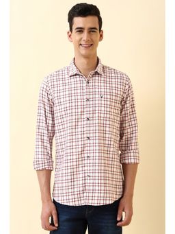 Allen Solly - Men White Cotton Blend Full Sleeves Regular Fit Shirt