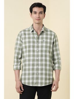 Allen Solly - Men Green Cotton Full Sleeves Regular Fit Shirt